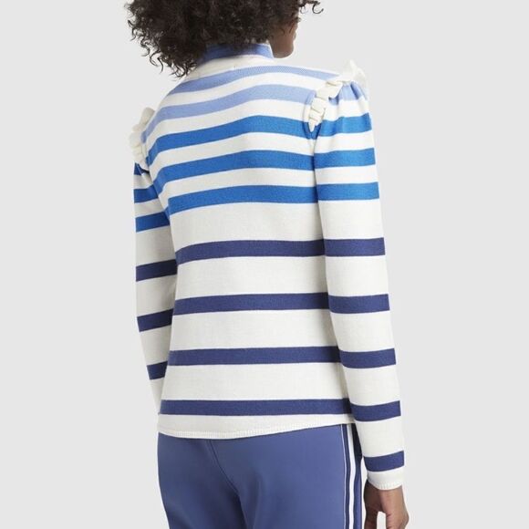 NEW Goop × Perfect Moment Striped Ruffle Sleeve Rainbow Wool Sweater XS - Picture 5 of 16